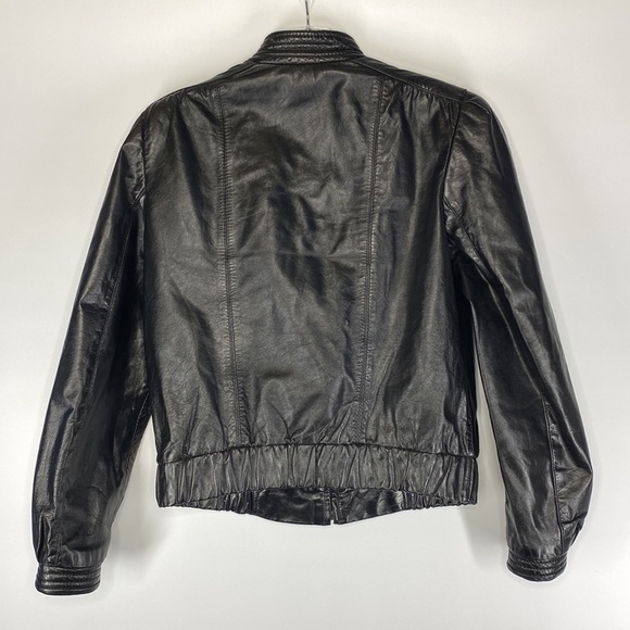 Vintage Winlit Black Leather Motorcycle Jacket Retro Size 9/10 80's - Picture 2 of 8